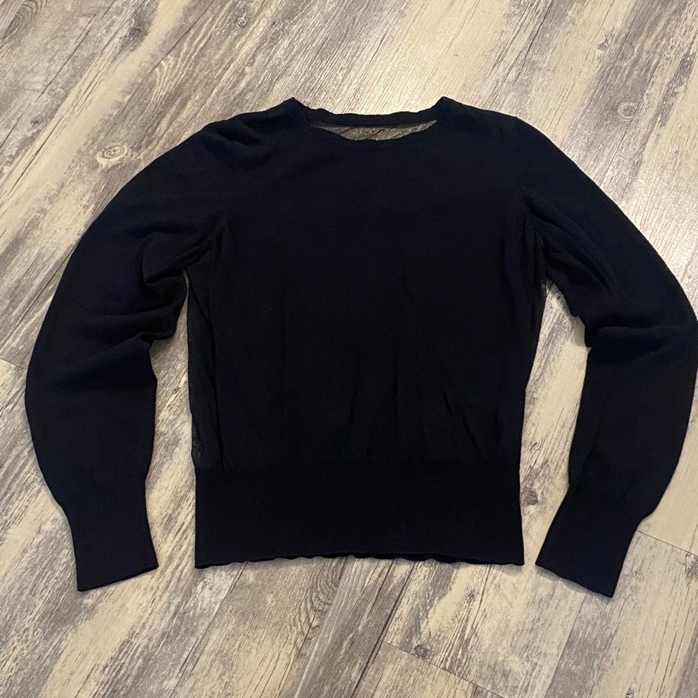 Woolford Made in Italy L/S Crew Top Sheer Back Black XS